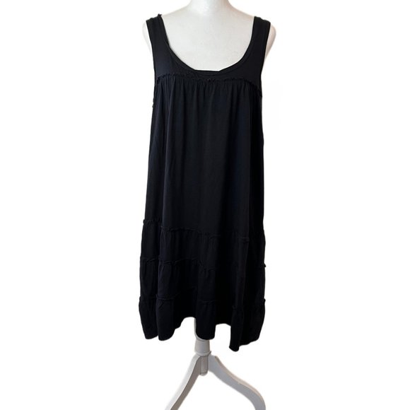 Hi Line Casual Black Tiered Loose Fit Flowy Dress / Cover Up Size Small - Picture 2 of 12